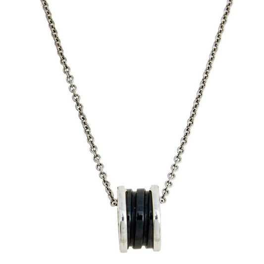 [Vellora Opalyn]ZERO 1 BLACK CERAMIC SILVER NECKLACE
