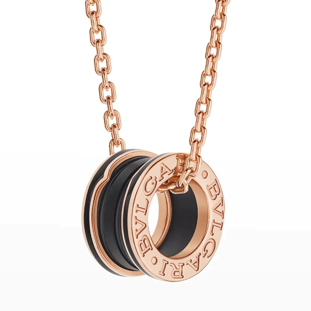 [Vellora Opalyn]ZERO 1 BLACK CERAMIC PINK GOLD NECKLACE