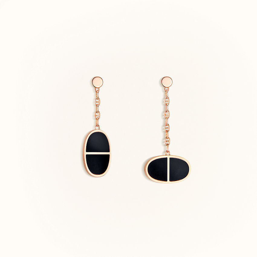 [Vellora Opalyn]CHAINE VERSO BLACK CERAMIC EARRINGS