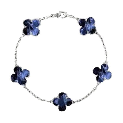 [Vellora Opalyn]CLOVER 5 MOTIF PIETERSITE SILVER BRACELET