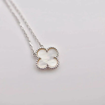[Vellora Opalyn]CLOVER  15MM WHITE MOTHER-OF-PEARL SILVER