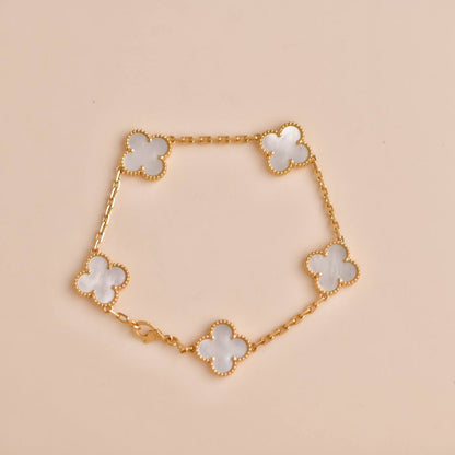 [Vellora Opalyn]CLOVER  5 MOTIF WHITE MOP BRACELET