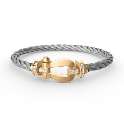 [Vellora Opalyn]FORCE LARGE HORSESHOE HALF DIAMOND BRACELET GOLD