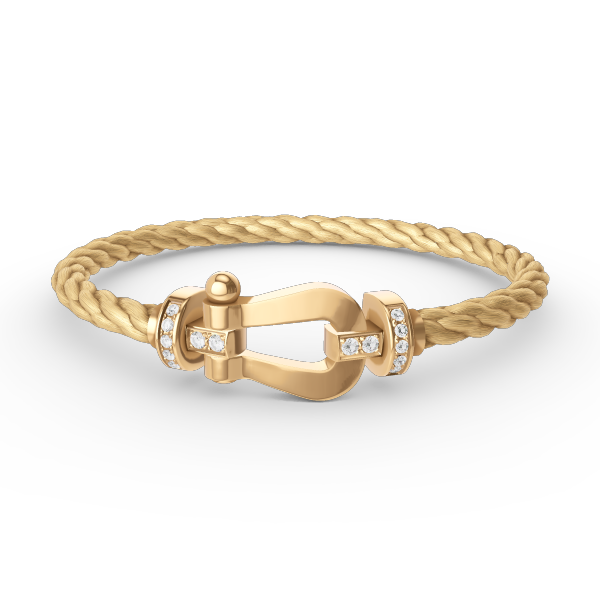[Vellora Opalyn]FORCE LARGE HORSESHOE HALF DIAMOND BRACELET GOLD