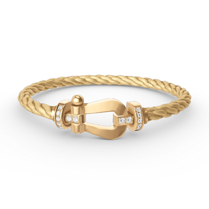 [Vellora Opalyn]FORCE LARGE HORSESHOE HALF DIAMOND BRACELET GOLD
