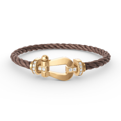 [Vellora Opalyn]FORCE LARGE HORSESHOE HALF DIAMOND BRACELET GOLD