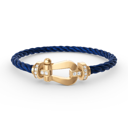 [Vellora Opalyn]FORCE LARGE HORSESHOE HALF DIAMOND BRACELET GOLD