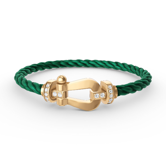 [Vellora Opalyn]FORCE LARGE HORSESHOE HALF DIAMOND BRACELET GOLD