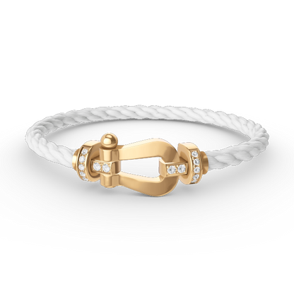 [Vellora Opalyn]FORCE LARGE HORSESHOE HALF DIAMOND BRACELET GOLD