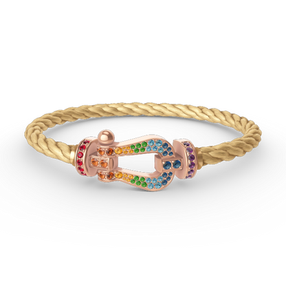 [Vellora Opalyn]FORCE LARGE HORSESHOE  COLORED DIAMOND BRACELET ROSE GOLD