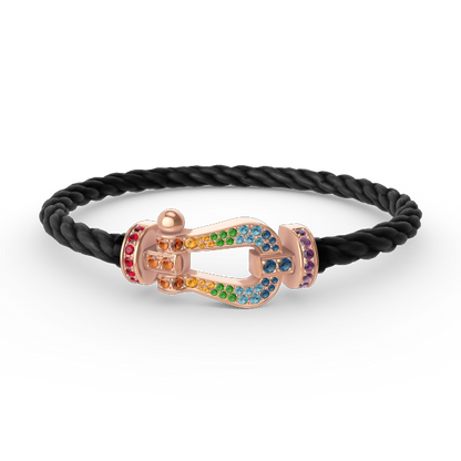 [Vellora Opalyn]FORCE LARGE HORSESHOE  COLORED DIAMOND BRACELET ROSE GOLD