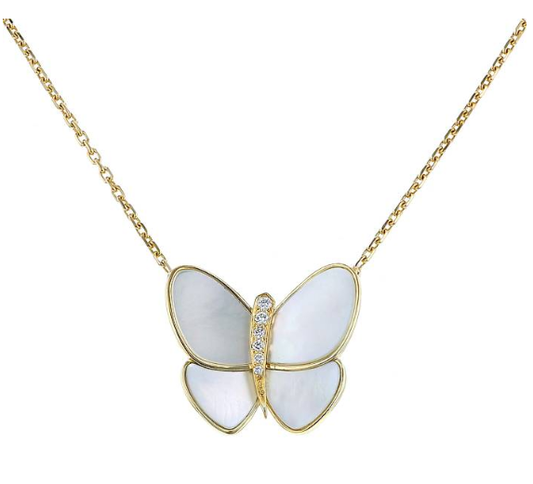 [Vellora Opalyn]BUTTERFLY GOLD MOP DIAMOND NECKLACE