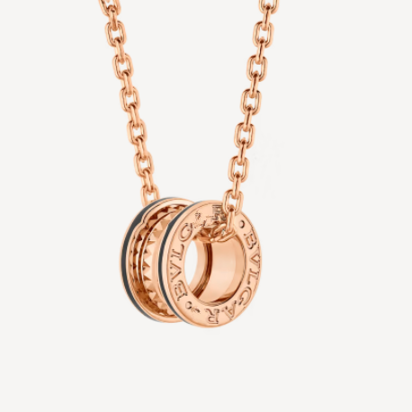 [Vellora Opalyn]ZERO 1 ROCK PEDANT PINK GOLD BLACK NECKLACE