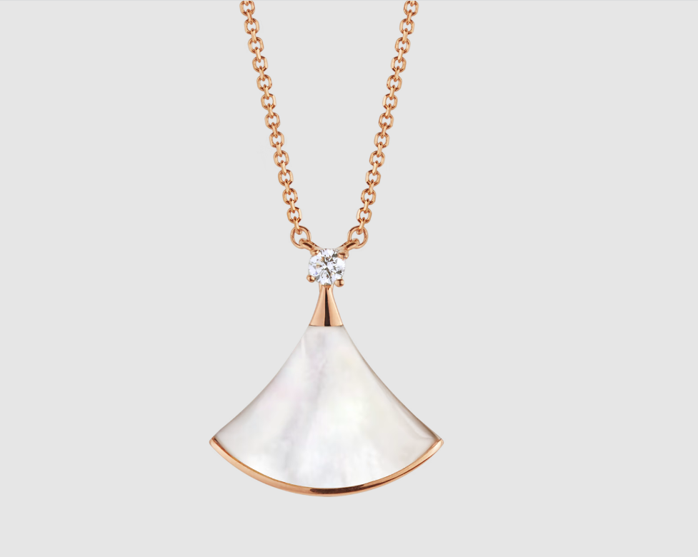 [Vellora Opalyn]DREAM NECKLACE WHITE MOP PINK GOLD 1 DIAMOND