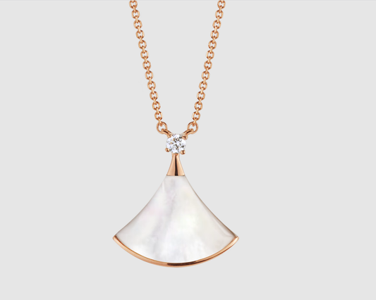 [Vellora Opalyn]DREAM NECKLACE WHITE MOP PINK GOLD 1 DIAMOND