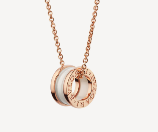 [Vellora Opalyn]ZERO 1 WHITE CERAMIC PINK GOLD NECKLACE