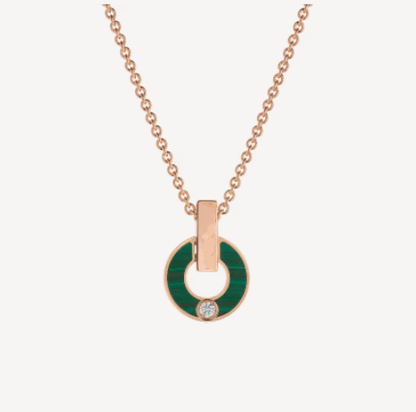 [Vellora Opalyn]GARI NECKLACE PINK GOLD MALACHITE