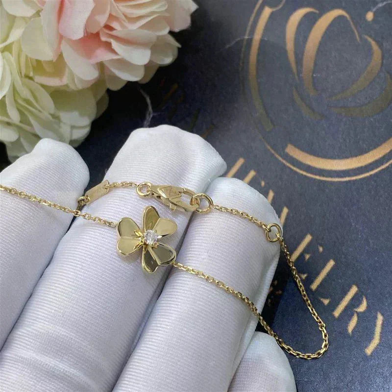 [Vellora Opalyn]FRIVOLE GOLD FLOWER PINK MALACHITE BRACELET