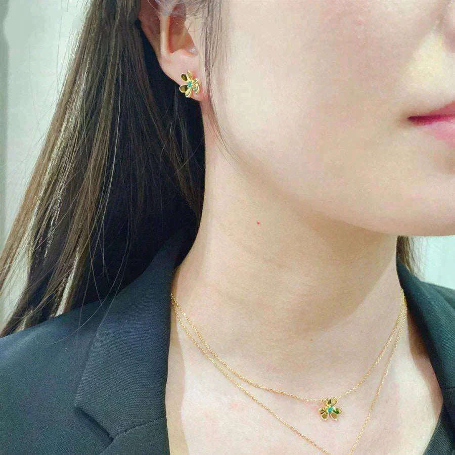[Vellora Opalyn]FRIVOLE  FLOWER MALACHITE EARRINGS
