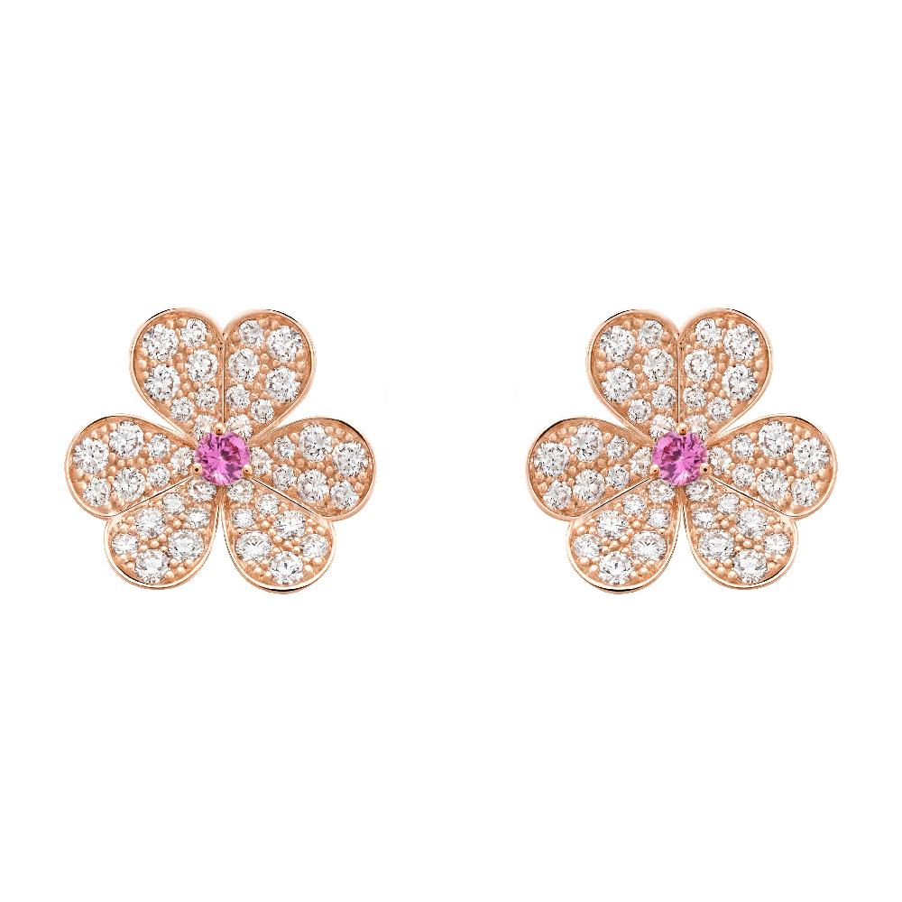 [Vellora Opalyn]FRIVOLE PINK GOLD FLOWER DIAMOND EARRINGS
