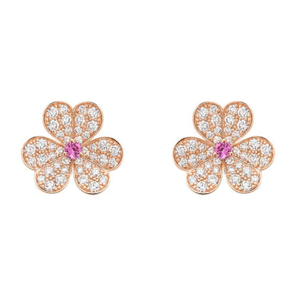 [Vellora Opalyn]FRIVOLE PINK GOLD FLOWER DIAMOND EARRINGS