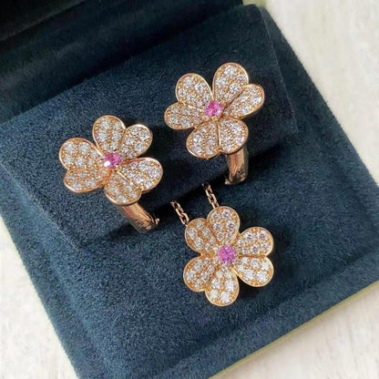 [Vellora Opalyn]FRIVOLE ROSE GOLD FLOWER DIAMOND NECKLACE