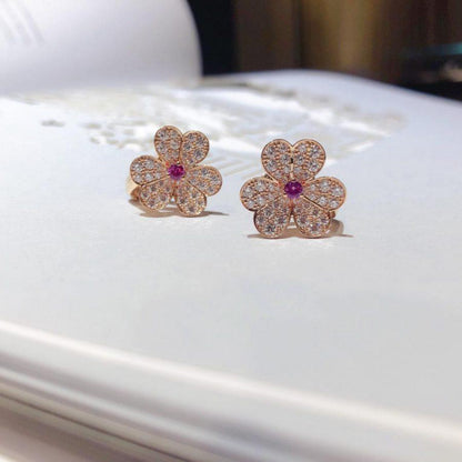 [Vellora Opalyn]FRIVOLE PINK GOLD FLOWER DIAMOND EARRINGS