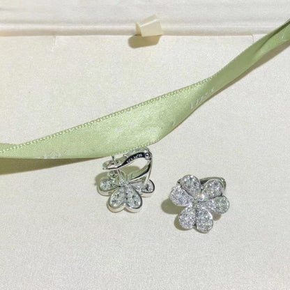 [Vellora Opalyn]FRIVOLE SILVER FLOWER DIAMOND EARRINGS