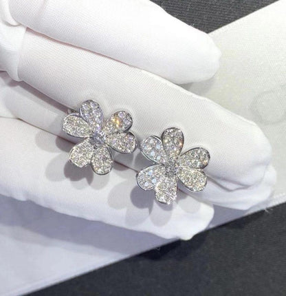 [Vellora Opalyn]FRIVOLE SILVER FLOWER DIAMOND EARRINGS