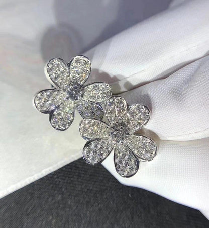 [Vellora Opalyn]FRIVOLE SILVER FLOWER DIAMOND EARRINGS