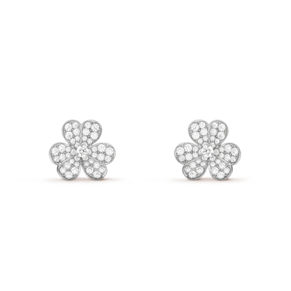 [Vellora Opalyn]FRIVOLE SILVER FLOWER DIAMOND EARRINGS