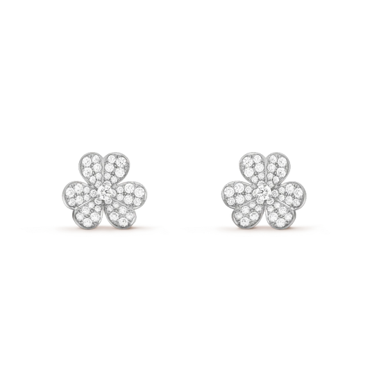 [Vellora Opalyn]FRIVOLE SILVER FLOWER DIAMOND EARRINGS