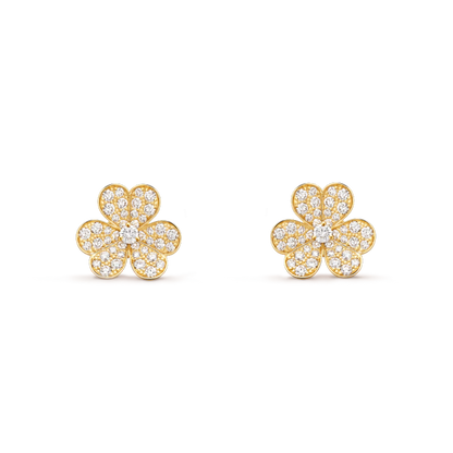 [Vellora Opalyn]FRIVOLE GOLD FLOWER DIAMOND EARRINGS