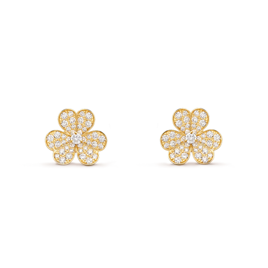 [Vellora Opalyn]FRIVOLE GOLD FLOWER DIAMOND EARRINGS