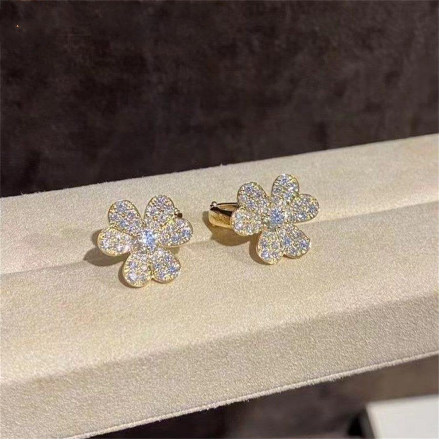 [Vellora Opalyn]FRIVOLE GOLD FLOWER DIAMOND EARRINGS