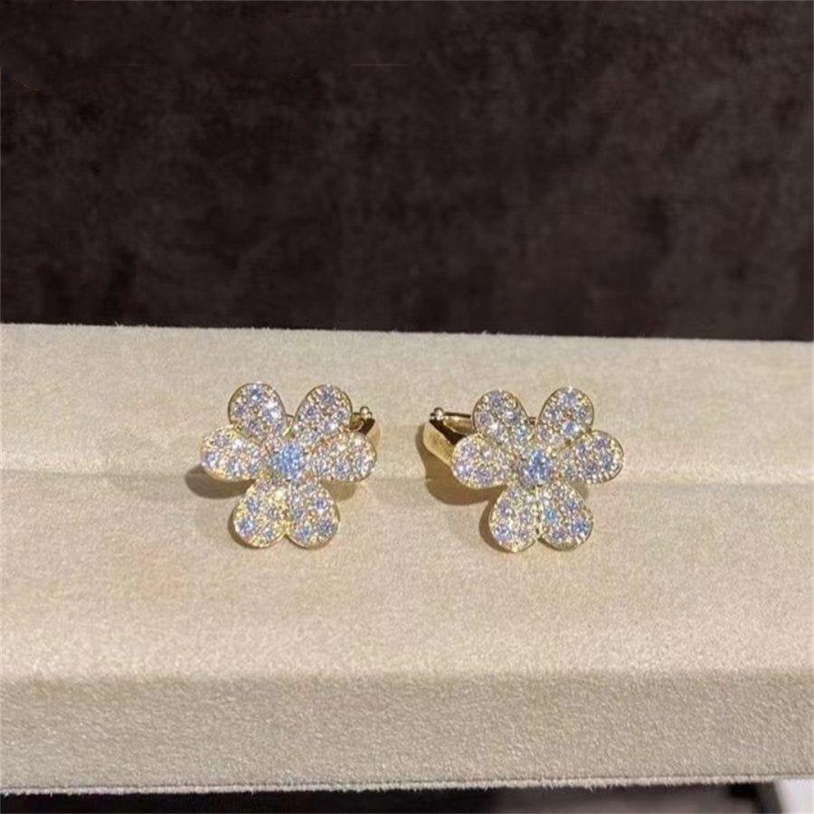 [Vellora Opalyn]FRIVOLE GOLD FLOWER DIAMOND EARRINGS