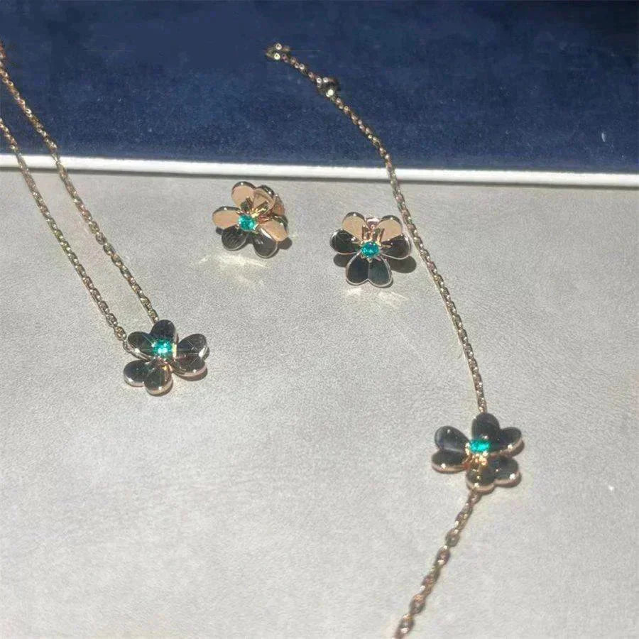 [Vellora Opalyn]FRIVOLE  FLOWER MALACHITE EARRINGS