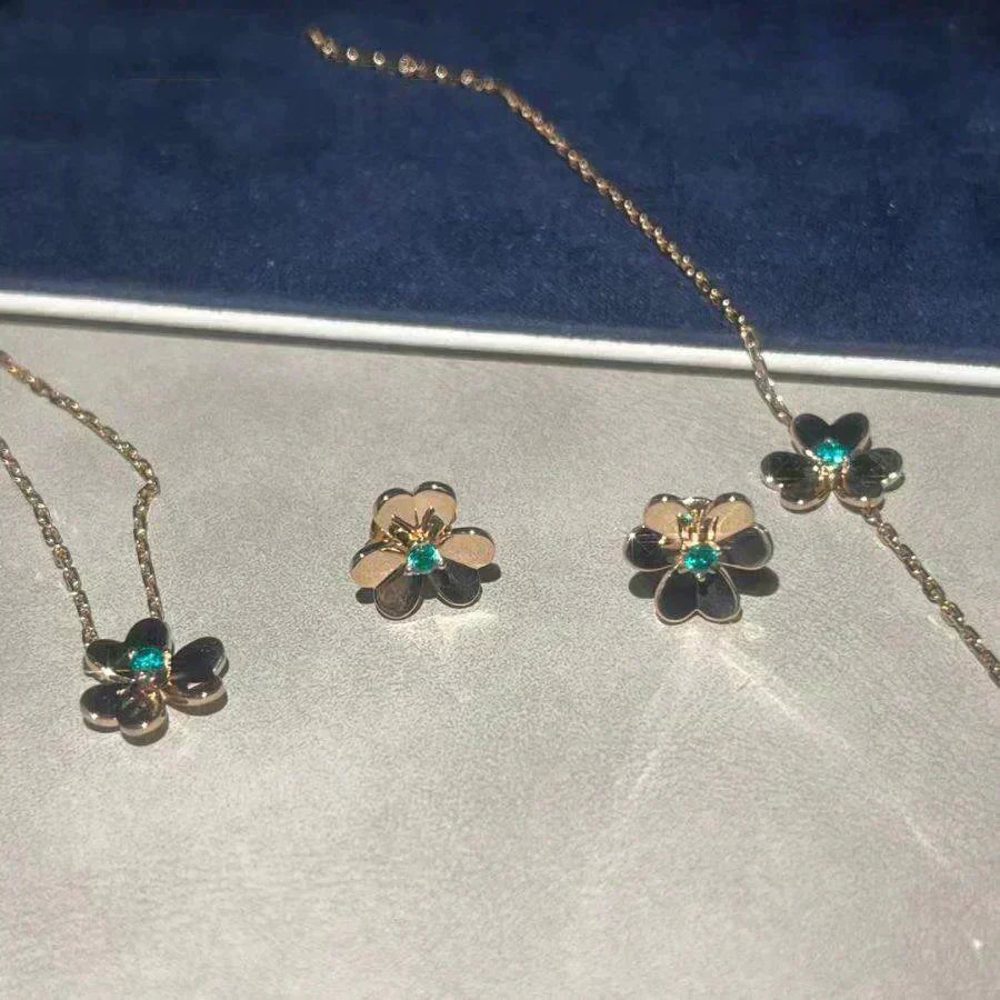 [Vellora Opalyn]FRIVOLE  FLOWER MALACHITE EARRINGS