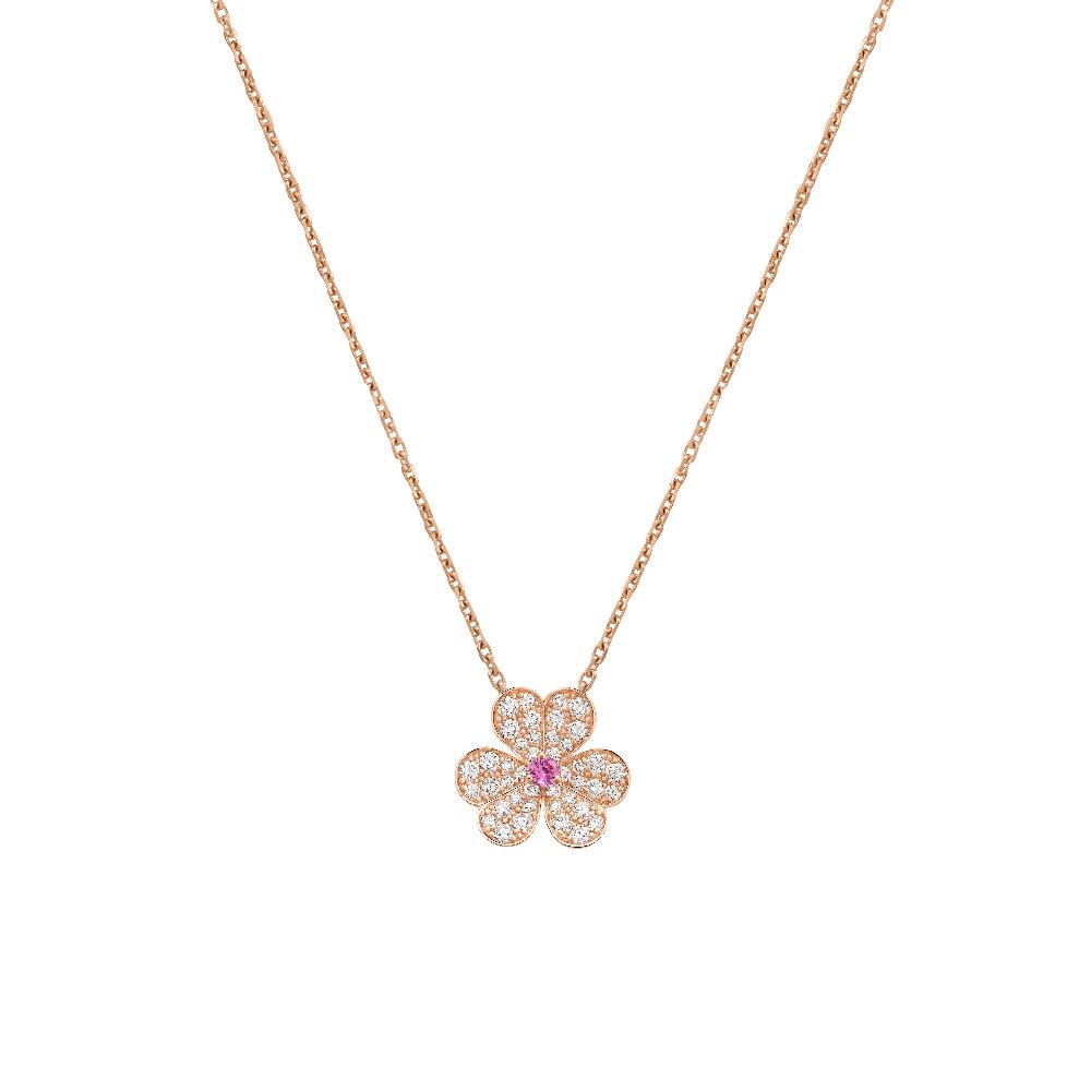 [Vellora Opalyn]FRIVOLE ROSE GOLD FLOWER DIAMOND NECKLACE