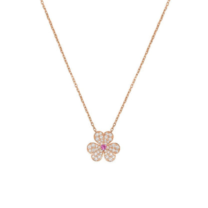 [Vellora Opalyn]FRIVOLE ROSE GOLD FLOWER DIAMOND NECKLACE