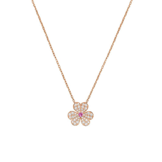 [Vellora Opalyn]FRIVOLE ROSE GOLD FLOWER DIAMOND NECKLACE