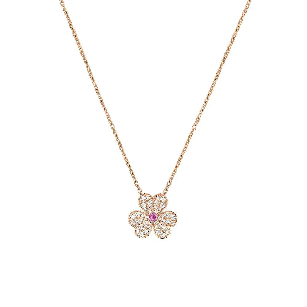 [Vellora Opalyn]FRIVOLE ROSE GOLD FLOWER DIAMOND NECKLACE