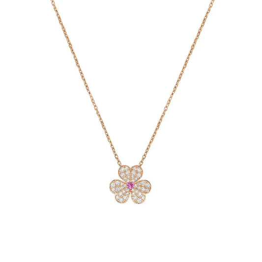 [Vellora Opalyn]FRIVOLE ROSE GOLD FLOWER DIAMOND NECKLACE