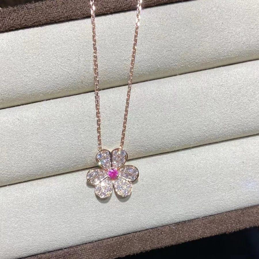 [Vellora Opalyn]FRIVOLE ROSE GOLD FLOWER DIAMOND NECKLACE