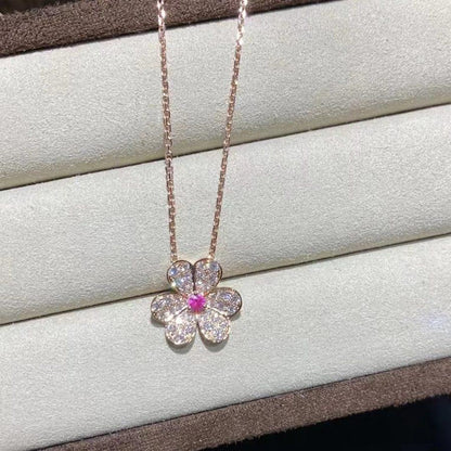 [Vellora Opalyn]FRIVOLE ROSE GOLD FLOWER DIAMOND NECKLACE