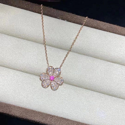 [Vellora Opalyn]FRIVOLE ROSE GOLD FLOWER DIAMOND NECKLACE