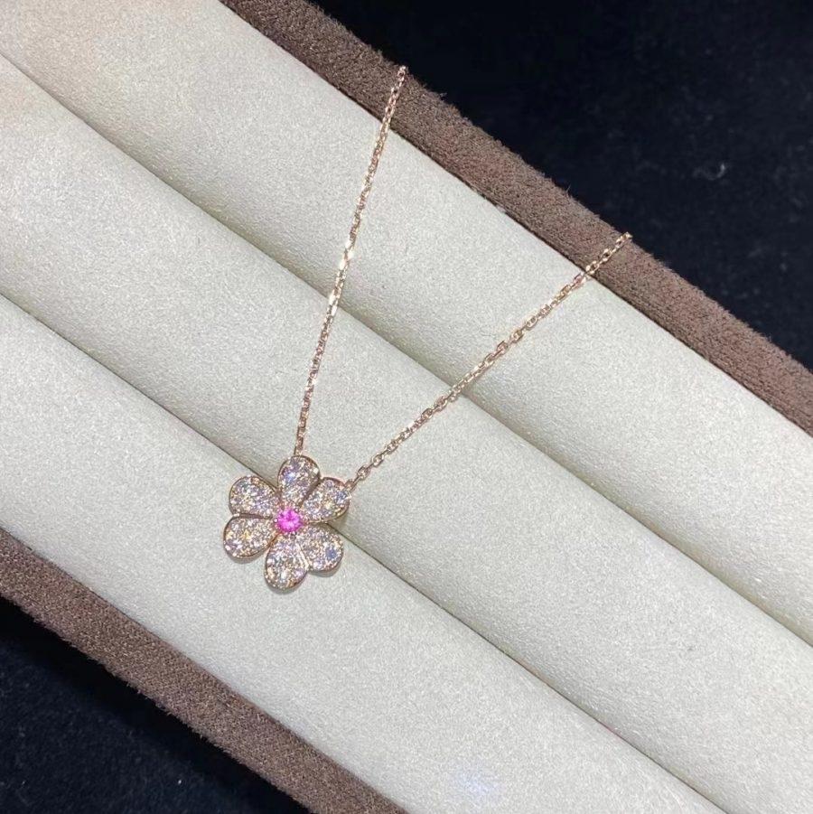 [Vellora Opalyn]FRIVOLE ROSE GOLD FLOWER DIAMOND NECKLACE