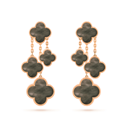 [Vellora Opalyn]CLOVER EARRINGS DARK MOP 4 MOTIFS ROSE GOLD