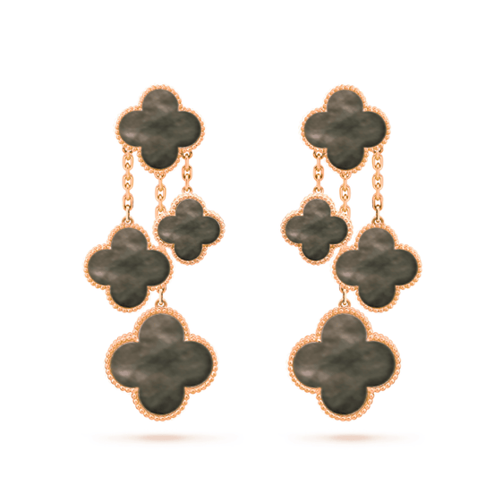 [Vellora Opalyn]CLOVER EARRINGS DARK MOP 4 MOTIFS ROSE GOLD