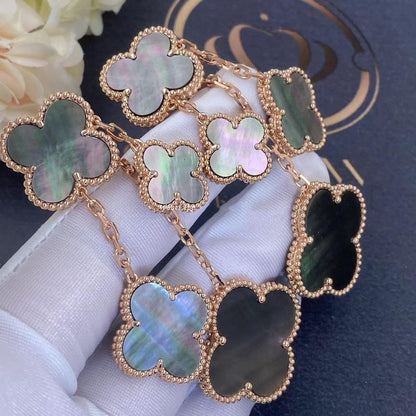 [Vellora Opalyn]CLOVER EARRINGS DARK MOP 4 MOTIFS ROSE GOLD
